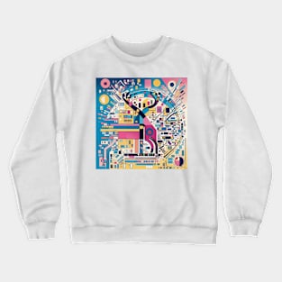 Geometric Art with Stag Pattern Crewneck Sweatshirt